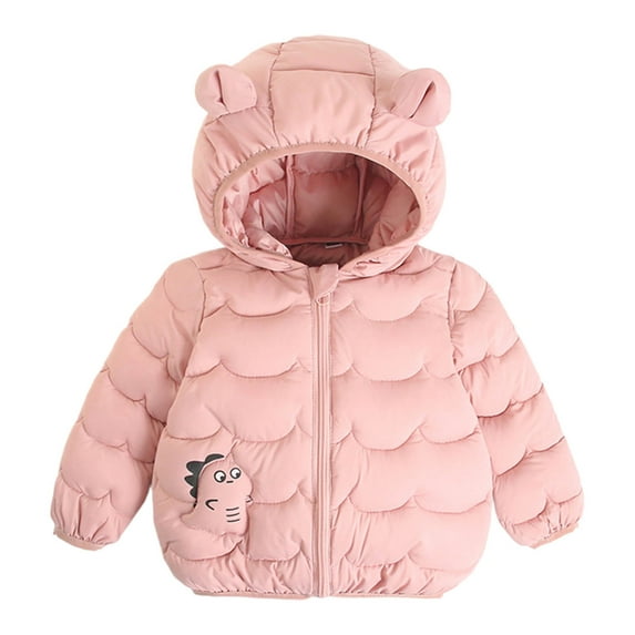 bbymog Baby Boy Clothes Girls Fleece Jacket with Hood Winter Thick Warm Long Sleeve Puffer Jackets for Boys Girls Fashion Cute Bear Ear Coat Outerwear Pink 4 Years