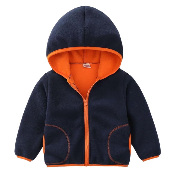 bbymog Baby Boy Clothes Girls Winter Coat with Hood Long Sleeve Zip Up Jacket for Boys Girls' Fashion Warm Fleece Jackets Outerwear Orange 2 Years