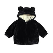 bbymog Baby Girl Fleece Jacket with Hooded Winter Warm Zip up Boys Jacket Coat Outwear Toddler Girl Clothes Black 3 Years