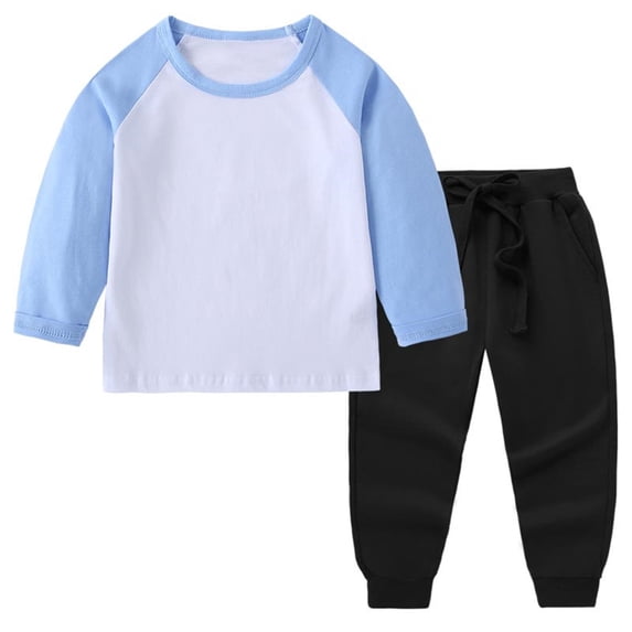 bbymog Girl Outfits Boys' 2 piece Pullover Sweatshirt and Joggers Sets Casual Athletic Clothes Light Blue 5 Years