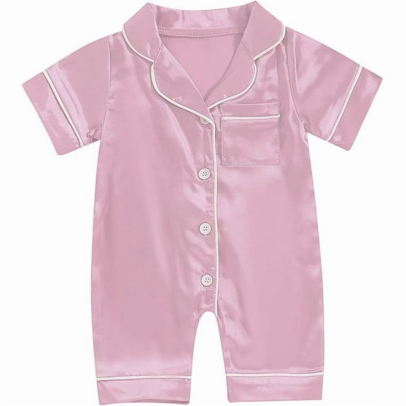 bbymog Baby Girl Sleepers Solid Color Boys Pajamas Rompers Nightwear Long Sleeve Pajamas for Girls Pink B 6 Months