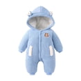 thumbnail image 1 of bbymog Baby Girl Winter Clothes Warm Fleece Hooded Baby Bear Onesie Boys Girls Fashion Long Sleeve Baby Snowsuit 3-24 Months Blue 73, 1 of 5