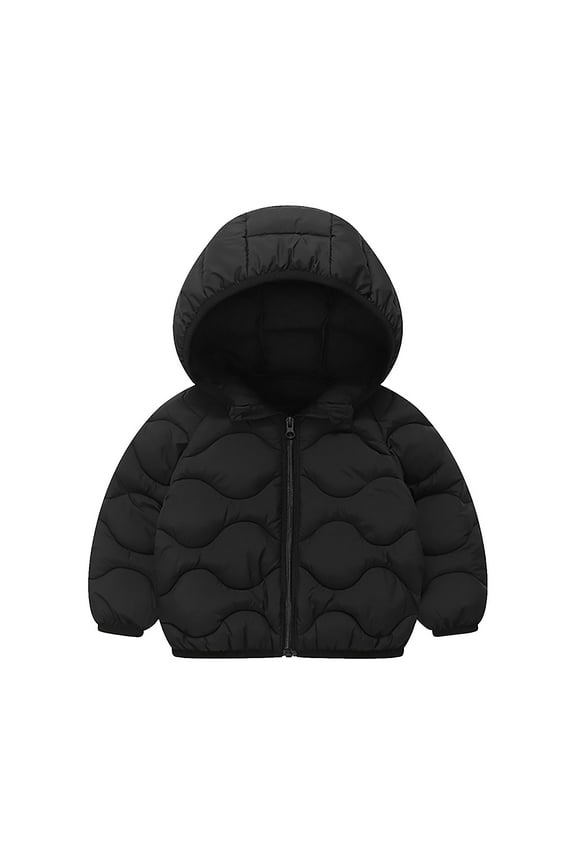 Baby Girl Winter Clothes Warm Fleece Zip up Puff Jacket with Hood Boys' Fashion Coat Outwear Baby Clothes Black 4 Years