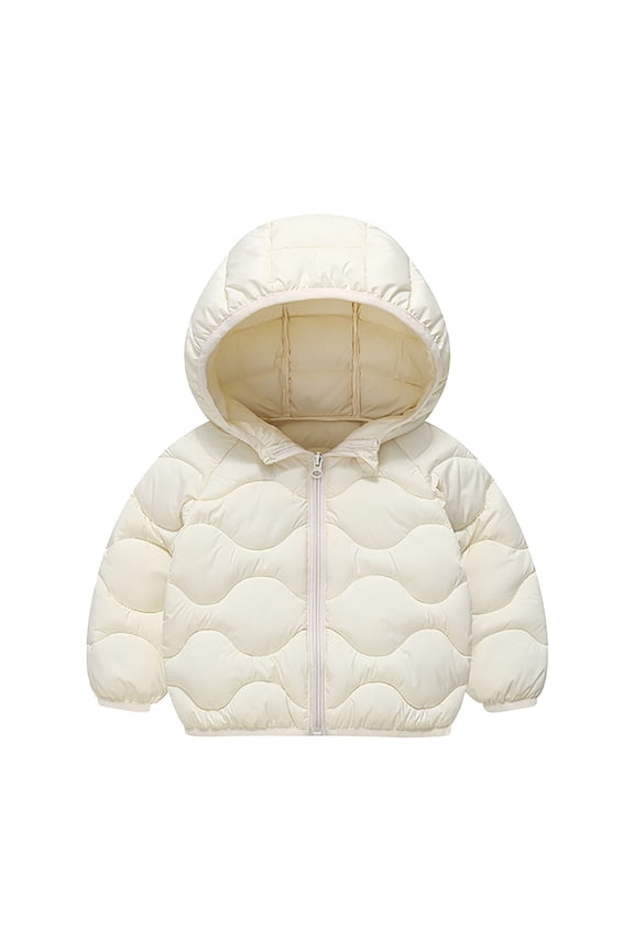Baby Girl Winter Clothes Warm Fleece Zip up Puff Jacket with Hood Boys' Fashion Coat Outwear Baby Clothes White 6 Years