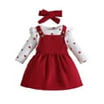 thumbnail image 1 of bbymog Baby Outfits Girl Ruffle Long Sleeve Toddler Romper and Corduroy Skirt Set with Cute Headband Fall Winter Girls' Clothing Sets Red 9-12 Month, 1 of 9