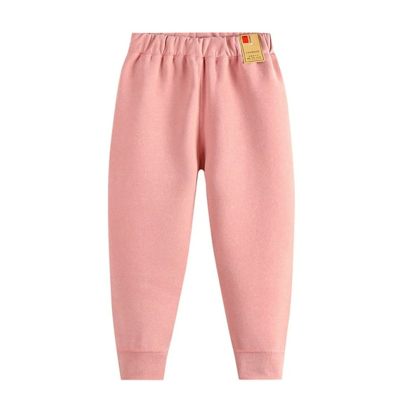 bbymog Baby Pants with Pocket Solid Color Elastic Waist Sweatpants for Girls Casual Athletic Boys Joggers Kid Clothes Pink 5-6Years