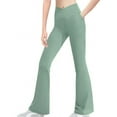 thumbnail image 1 of bbymog Black Leggings Girls Flare Pants Solid Color Slim Fit Stretch Joggers Casual Elastic Waist Yoga Gym Sweatpants for Teen Girls Green 110, 1 of 2