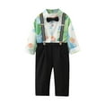 thumbnail image 1 of bbymog Boys' 3-Piece Special Occasion Bow-Tie Shirts and Suspender Pants Set Fall Cotton Boys Outfits Black C 8 Years, 1 of 7