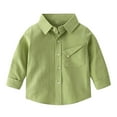 thumbnail image 1 of bbymog Boys Dress Shirts with Pocket Long Sleeve Button Down Shirt Cotton Shirts for Girls Girl Clothes Green E 4-5Years, 1 of 4