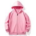 thumbnail image 1 of bbymog Boys' Hoodies & Sweatshirts Long Sleeve Zip Up Hoodie Sweatshirt Casual Sports Clothes for Girls 10-12 Pink B 5-6Years, 1 of 2