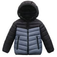 thumbnail image 1 of bbymog Boys' Fashion Pacthwork Puffer Jacket with Pocket Thick Warm Winter Coat Jackets for Girls Boys Long Sleeve Hoodie Coats Gray-1 16-17Years, 1 of 3