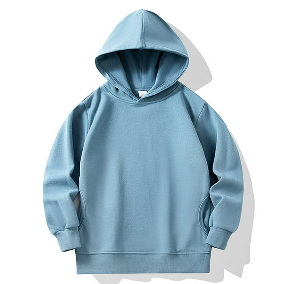 bbymog Boys Hoodies Size 10 12 Solid Color Long Sleeve Pullover Hoodies for Girls Casual Athletic Basic Hoodie Sweatshirt Kids Clothes Light Blue 11-12Years