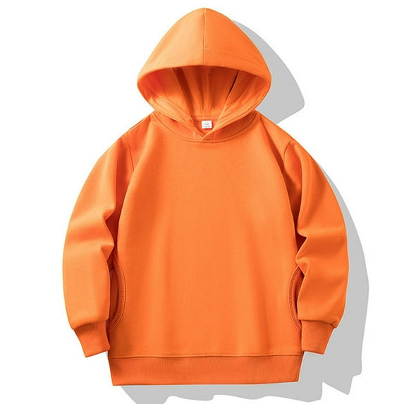 bbymog Boys Hoodies Size 10 12 Long Sleeve Pullover Hoodies for Girls Casual Athletic Basic Hoodie Sweatshirt Kids Clothes Orange 1-2Years