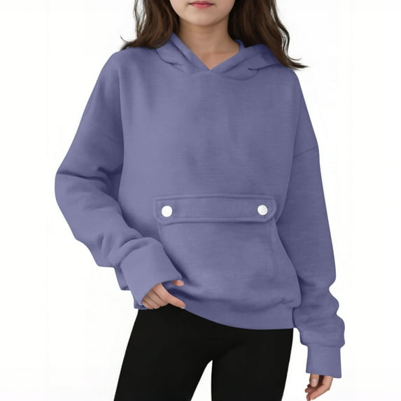 bbymog Boys Hoodies with Pocket Solid Color Long Sleeve Sweatshirts for Teen Girls Boys and Girls Hoodie Sweatshirt Purple 130