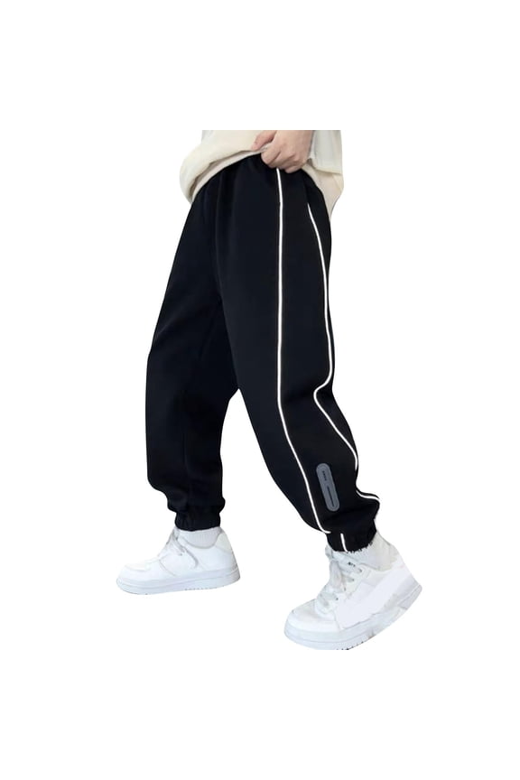 Boys Pants with Pocket Casual Elastic Waist Joggers Children Place Boys Sweatpants Black C 9 Years