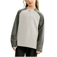 thumbnail image 1 of bbymog Boys Shirts Size 14-16 Patchwork Half Zip Shirt Long Sleeve Pullover Tops for Girls Boys Athletic Shirts Beige 4-5Years, 1 of 4