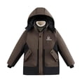 thumbnail image 1 of bbymog Boys Winter Coat Boys' Fashion Thick Warm Hooded Fleece Jacket Outerwear with Pocket Kids Coats Brown 160, 1 of 6