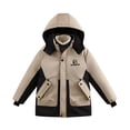 thumbnail image 1 of bbymog Boys Winter Coat Boys' Fashion Thick Warm Hooded Fleece Jacket Outerwear with Pocket Kids Coats Khaki 150, 1 of 8