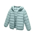 thumbnail image 1 of bbymog Boys and Girls Lightweight Puffer Jacket Solid Color Zip Up Hoodie Jackets for Girls Winter Baby Boy Clothes with Pocket Green 6 Years, 1 of 3