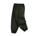 thumbnail image 1 of bbymog Cargo Pants for Girls Solid Color Elastic Waist Sweatpants with Pocket Fall Casual Athletic Joggers for Boys Black B 3-4Years, 1 of 6