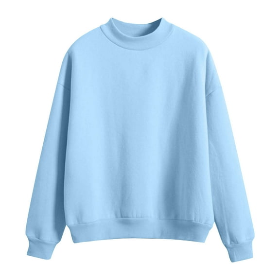 bbymog Casual Girls and Boys Sweatshirts Solid Color Crewneck Pulover Tops for Girls Kids Sweatshirt Blue 5 Years