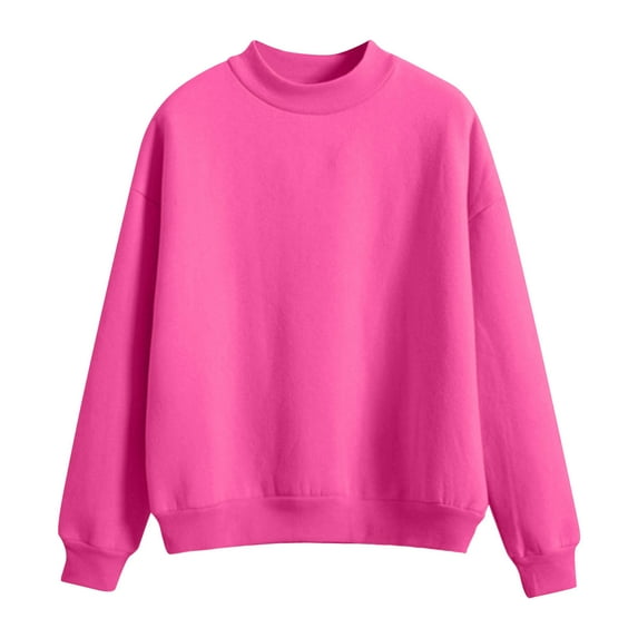 bbymog Casual Girls and Boys Sweatshirts Solid Color Crewneck Pulover Tops for Girls Kids Sweatshirt Hot Pink 5 Years