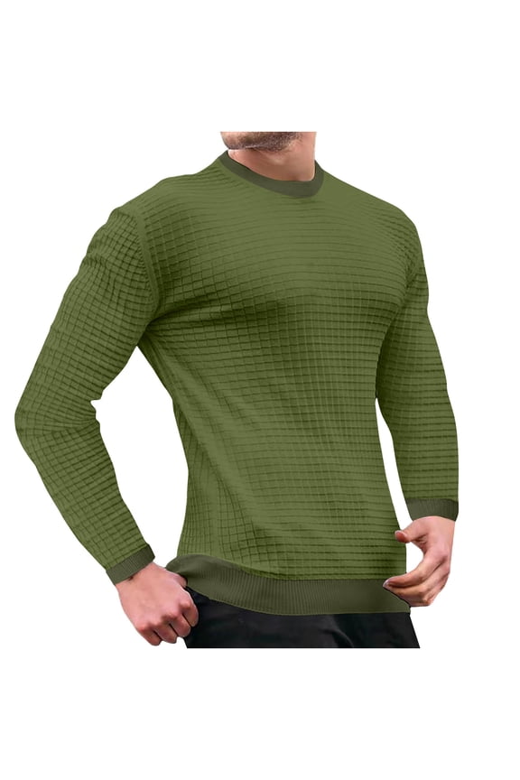 Crewneck Sweatshirt Solid Color Lounge Pullover with Pocket Long Sleeve Sweat Shirts Mens Adult Oiutdoor Workout Clothes Army Green XXL