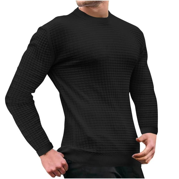 bbymog Crewneck Sweatshirt Solid Color Lounge Pullover with Pocket Long Sleeve Sweat Shirts Mens Adult Oiutdoor Workout Clothes Black C M