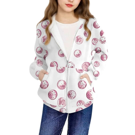 bbymog Cute Hoodies for Teen Girls Long Sleeve Zip Up Hoodie Jacket with Pocket Casual Sports Outerwear Jackets Coat Pink 11 Years