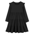 thumbnail image 1 of bbymog Dresses for Girls 10-12 Solid Color Fluffy Long Sleeve Layered Dress Girls Clothes Black 12 Years, 1 of 7