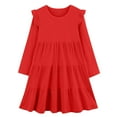 thumbnail image 1 of bbymog Dresses for Girls 10-12 Solid Color Fluffy Long Sleeve Layered Dress Girls Clothes Red 5 Years, 1 of 7