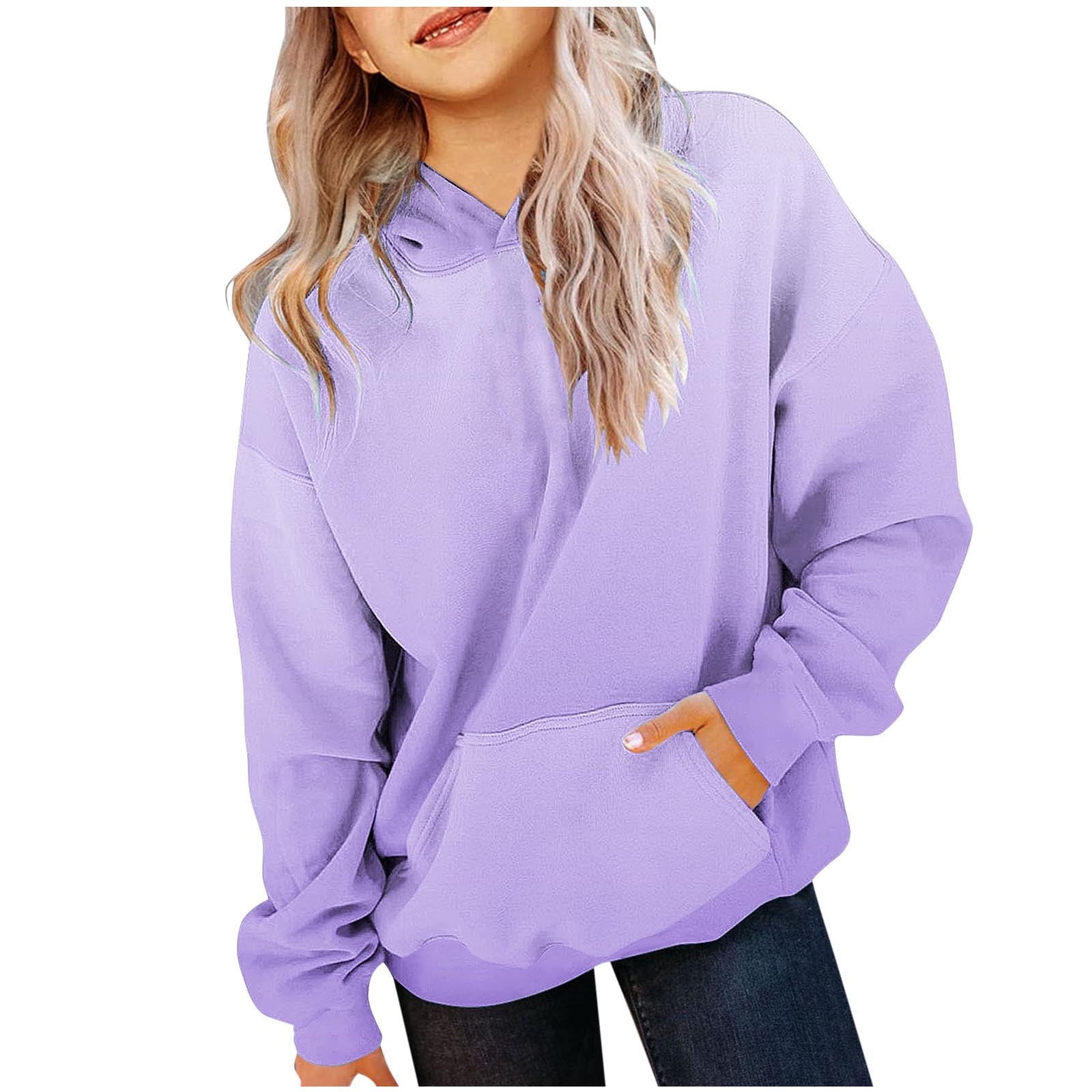 Girls Blank Solid Color Hoodie Sweater