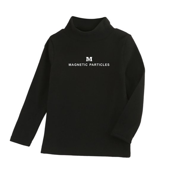 bbymog Fall and Winter Girls Tops Mock Neck Fleece Warm Base Shirts for Boys and Girls Clothes Black C 5 Years