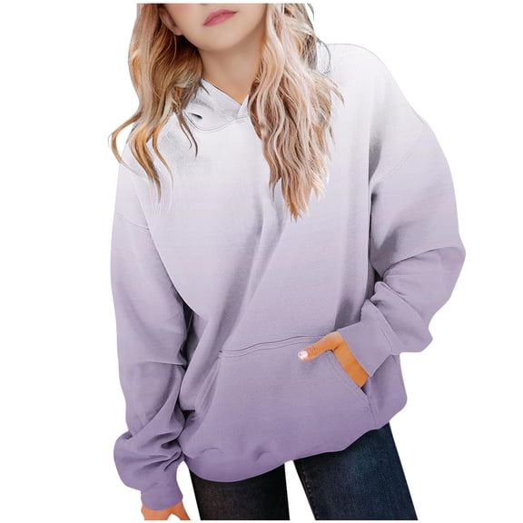 bbymog Fashion Gradient Hoodies for Teen Girls Boys Casual Long Sleeve Pullover Hoodie Sweatshirt Fall Winter Boys Sweatshirts with Pocket White 9 Years