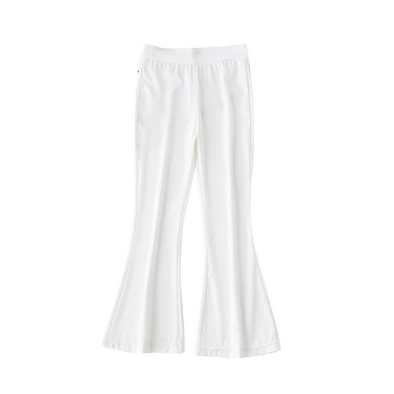 bbymog Flare Pants for Girls Solid Color Slim Fit Stretch Flare Leggings Casual Uniform Pants for Girls Clothes for Kids White B 7 Years