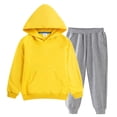 thumbnail image 1 of bbymog Girl'S Sweatsuit 2 Piece Outfits Long Sleeve Pullover Hoodies Sweatshirts and Jogger Sweatpants Set Fall Clothes for Kids(2-15) Yellow B 13-14 Years, 1 of 5