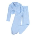 thumbnail image 1 of bbymog Girls 2 Piece Outfit Strip Long Sleeve Button Down Shirts and Elastic Waist Pants Set Fall Kids Clothing Sets Size 8-13 Sky Blue 12-13 Years, 1 of 9