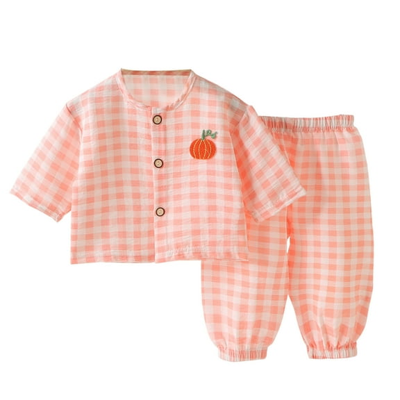 bbymog Girls 2 piece Pajamas Set Long Sleeve Cotton Tops and Sweatpants Baby Girl Sleepers Pink-1 2 Years