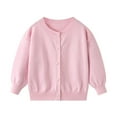 thumbnail image 1 of bbymog Girls' Cardigan Sweaters Solid Color Crewneck Button Down Uniform Sweater Boys' Fashion Long Sleeve Knitted Cardigan for Boys Pink C Pink, 1 of 9