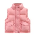 thumbnail image 1 of bbymog Girls Clothes Winter Puffer Vest for Boys and Girls Solid Color Sleeveless Warm Jacket for Boys Pink B 140, 1 of 2