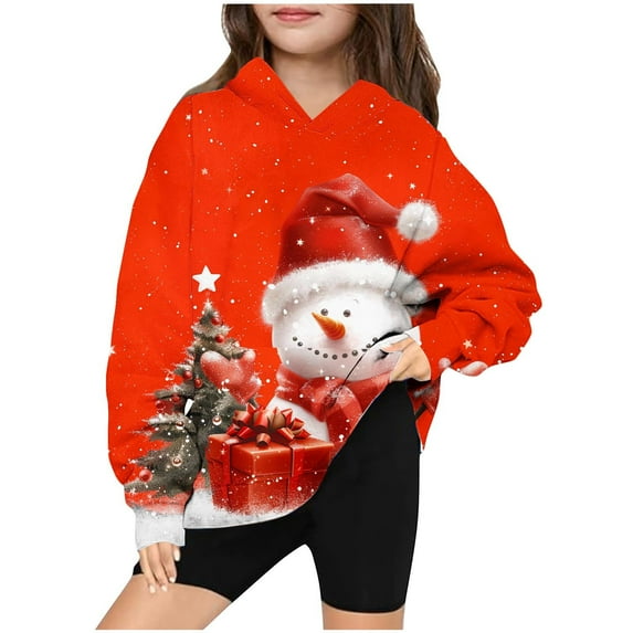 bbymog Girls Fashion Christmas Hoodies with Pocket Long Sleeve Girls Sweatshirt Winter Clothes for Girls 10-12