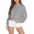 thumbnail image 1 of bbymog Girls Fashion Crewneck Sweatshirts Solid Color Boys Sweatshirt Fall Long Sleeve Pullover Crop Tops for Girls 10-12, 1 of 7