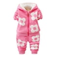 thumbnail image 1 of bbymog Girls' Fashion Fleece Outfits Flower Long Sleeve Zip Up Hoodie and Jogger Sweatpants Two-Piece Set for Kids Winter Fall Baby Clothes Hot Pink 5-6Years, 1 of 7
