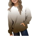 thumbnail image 1 of bbymog Girls' Fashion Gradient Pullover Tops with Pocket Fall Long Sleeve Boys Sweatshirts Casual Clothes for Girls Brown D 2 Years, 1 of 7