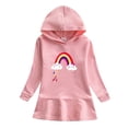 thumbnail image 1 of bbymog Girls' Fashion Graphic Hoodies Dress Long Sleeve Pullover Hooded Sweatshirt Fall Cotton Casual Sports Girls Clothes Pink 4-5Years, 1 of 7