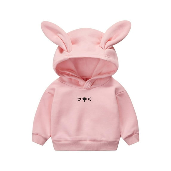 bbymog Girls Fashion Long Sleeve Pullover Hoodies with Pocket Fall Casual Hooded Toddler Sweatshirt Cotton Cute Girls Hoodie Pink 4 Years