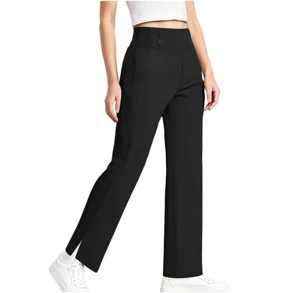 bbymog Girls Fashion Solid Color Sweatpants Elastic Waist Stretch Yoga Joggers Casual Straight Girls Pants Black 7 Years