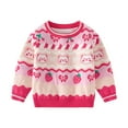 thumbnail image 1 of bbymog Girls' Strawberry Sweaters Casual Round Neck Pullover Tops and Winter Warm Sweaters for Girls Pink 7 Years, 1 of 9