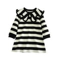 thumbnail image 1 of bbymog Girls' Fashion Stripe Playwear Dresses Turndown Long Sleeve Kids Dress Girls Clothes Black 2-3Years, 1 of 5