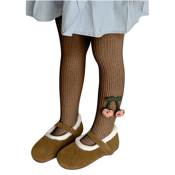 bbymog Girls Fashion Winter Warm Leggings Stockings Knits Thick Footed Tights Cute Pantyhose Brown B M